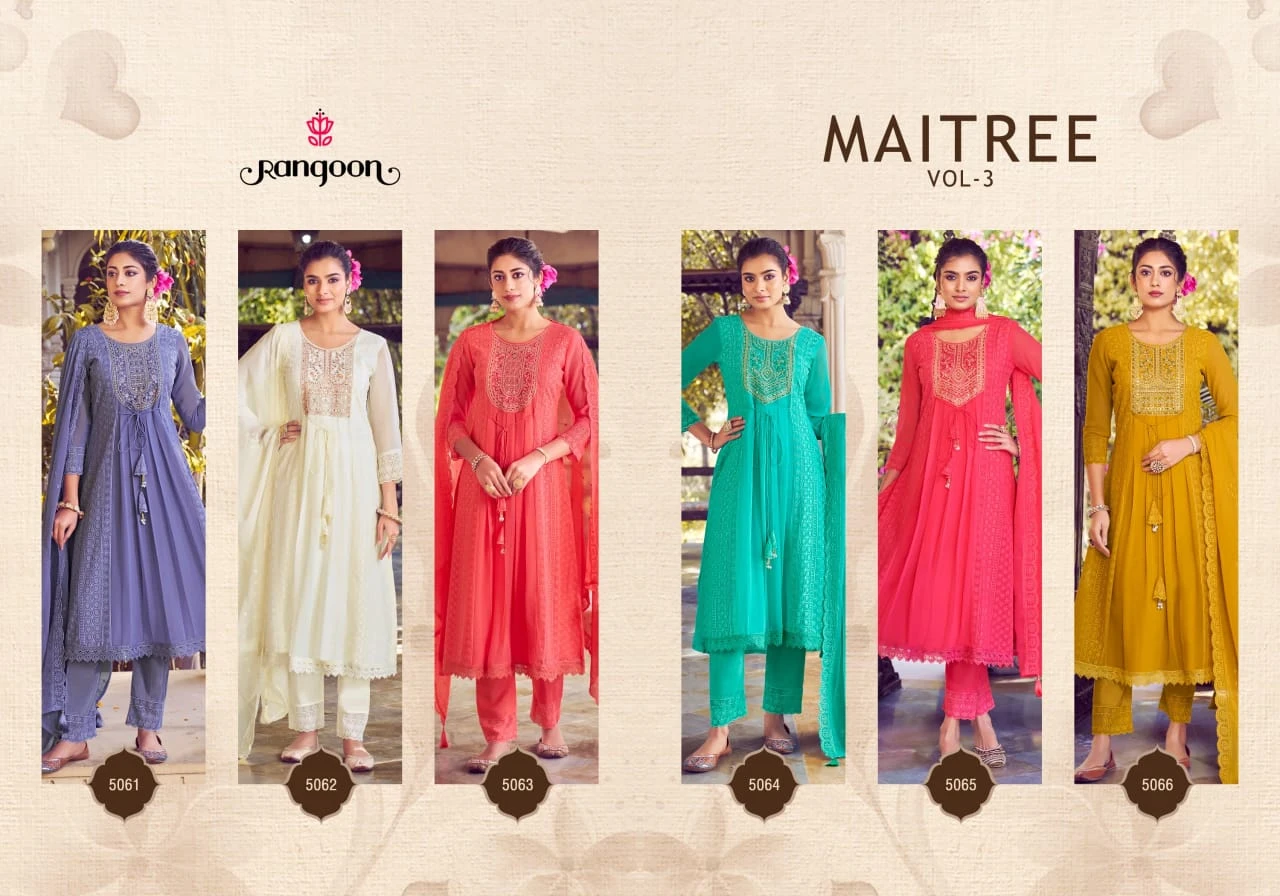 Rangoon Maitree Vol-03 Sifli Georgette Wholesale Readymade Salwar Suit Catalog — Wholesale Readymade Suit, Rangoon wholesale from Surat — view 5